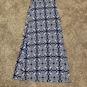 Elegant Navy and White Patterned Women's Skirt